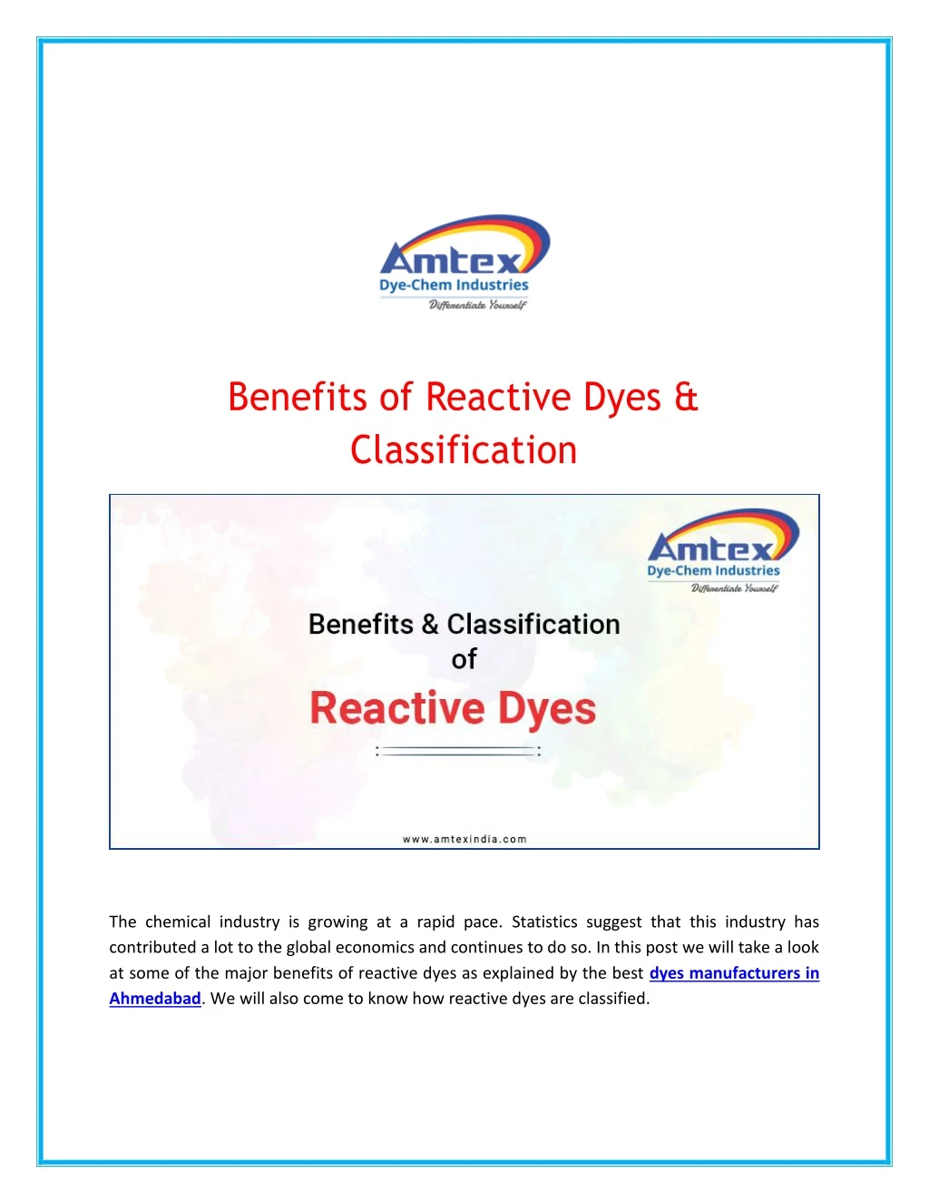 benefits of reactive dyes classification