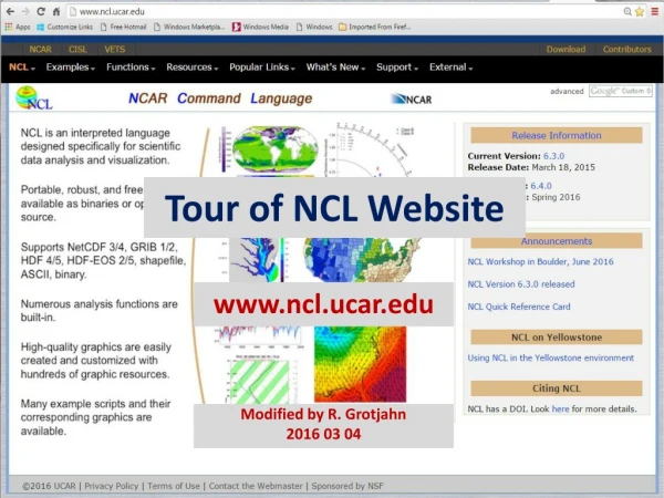 Tour of NCL Website