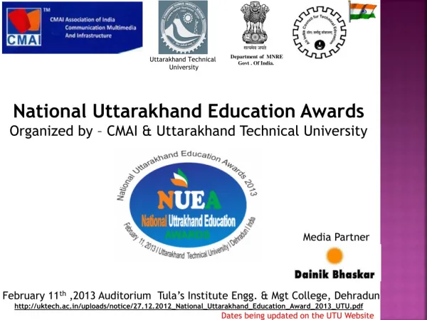 National Uttarakhand Education Awards Organized by – CMAI &amp; Uttarakhand Technical University