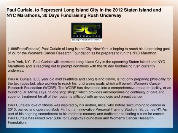 Paul Curiale, to Represent Long Island City in the 2012 Stat