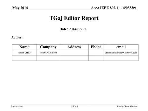 TGaj Editor Report