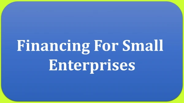 Cresthill Capital - Financing For Small Enterprises