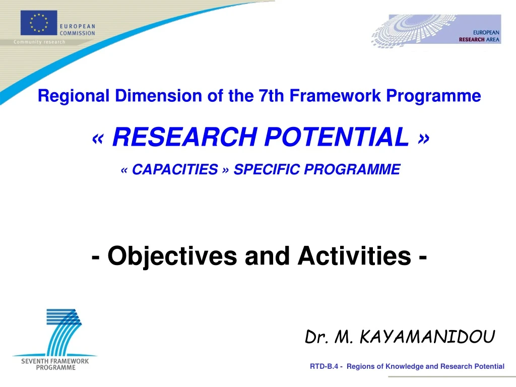 regional dimension of the 7th framework programme