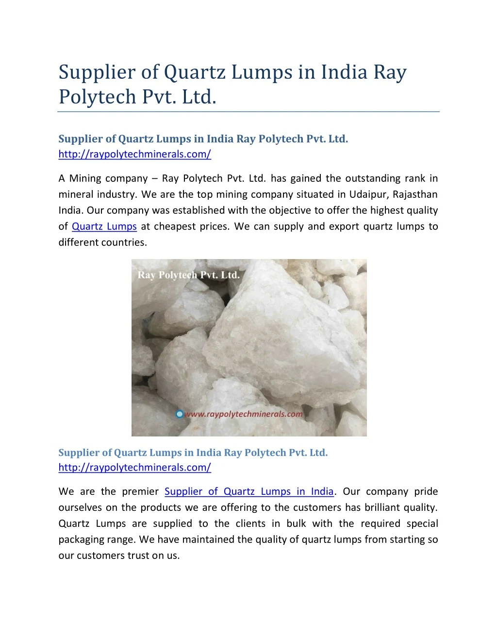 supplier of quartz lumps in india ray polytech