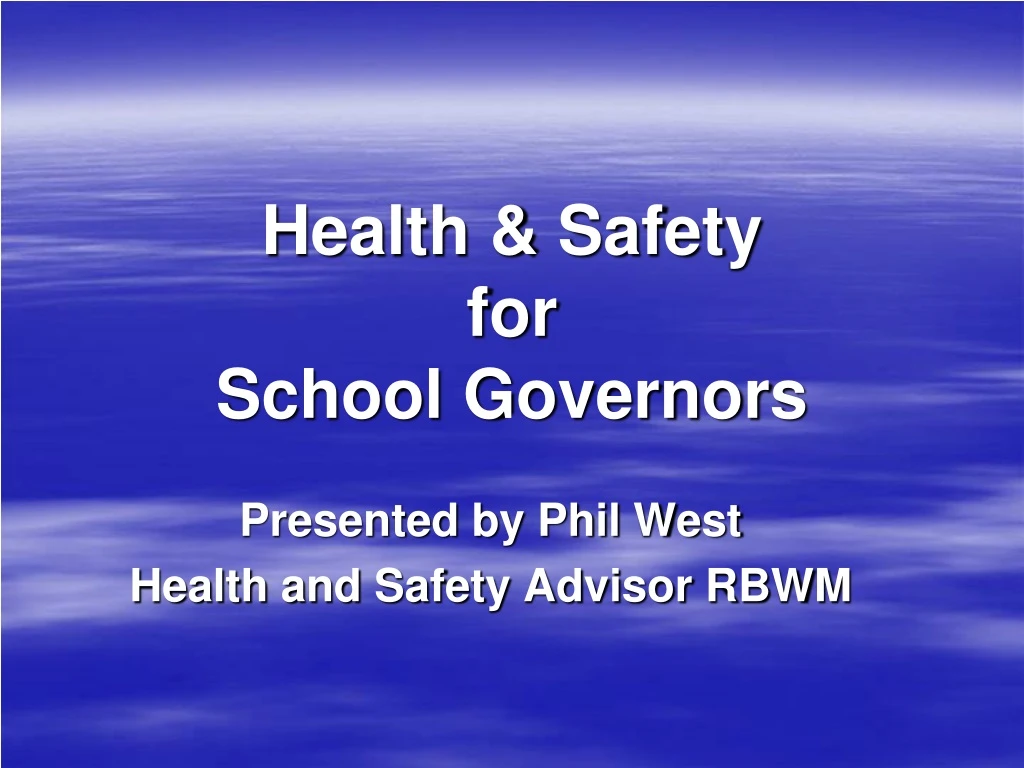 health safety for school governors
