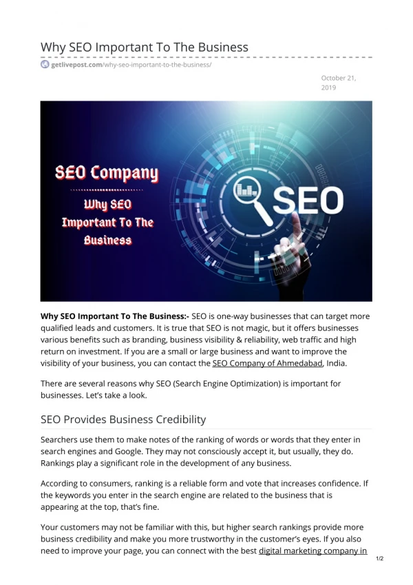 Why SEO Important To The Business