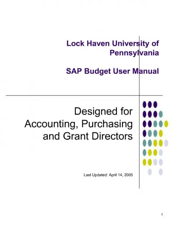 Lock Haven University of Pennsylvania SAP Budget User Manual