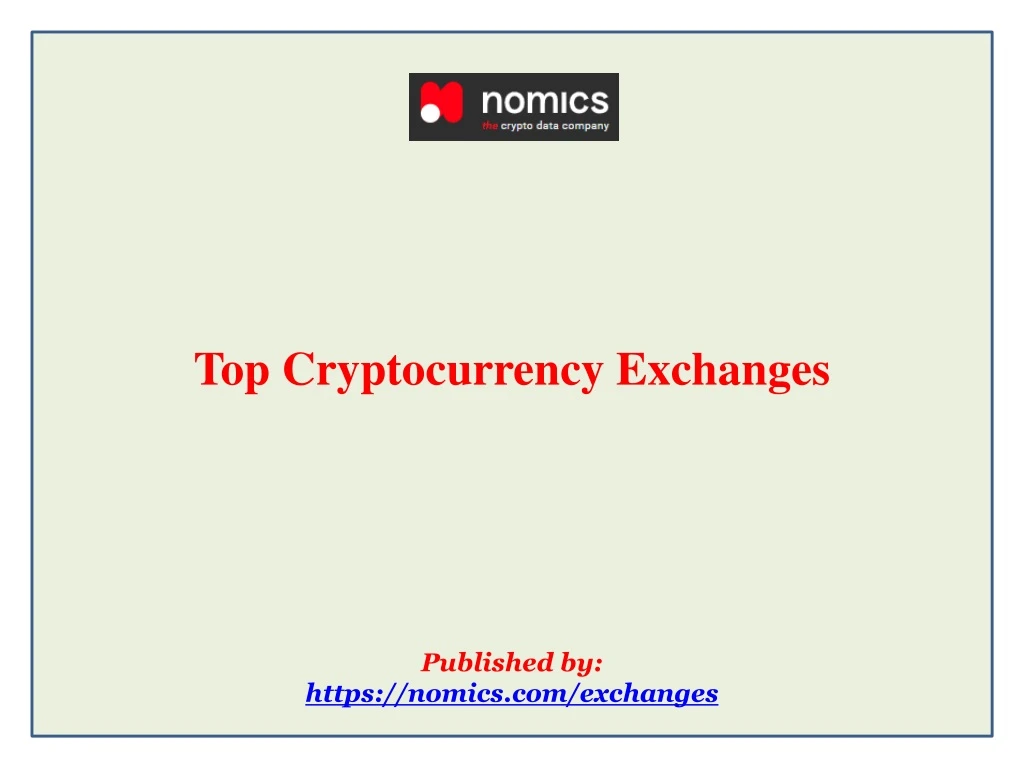 top cryptocurrency exchanges published by https nomics com exchanges