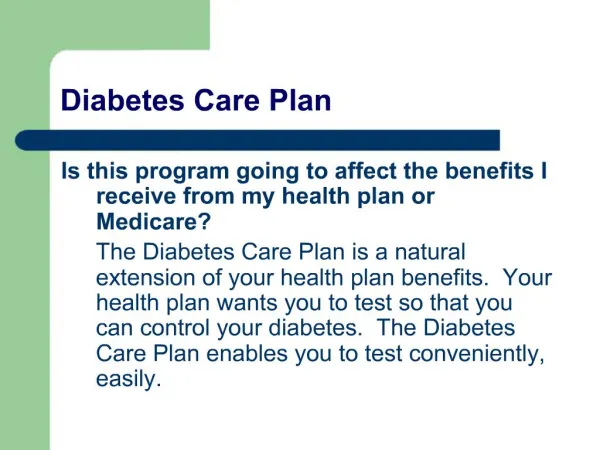 Diabetes Care Plan
