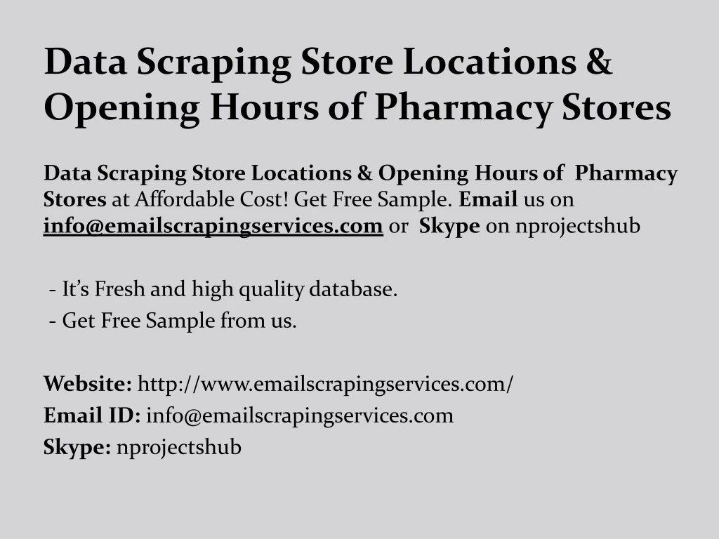 data scraping store locations opening hours of pharmacy stores