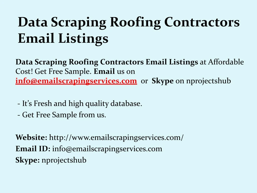 data scraping roofing contractors email listings