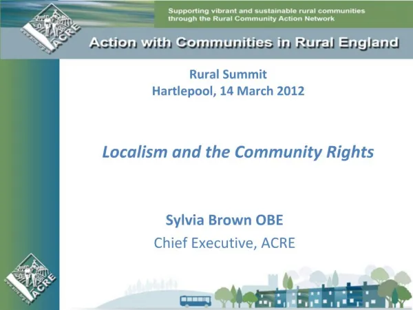 Rural Summit Hartlepool, 14 March 2012