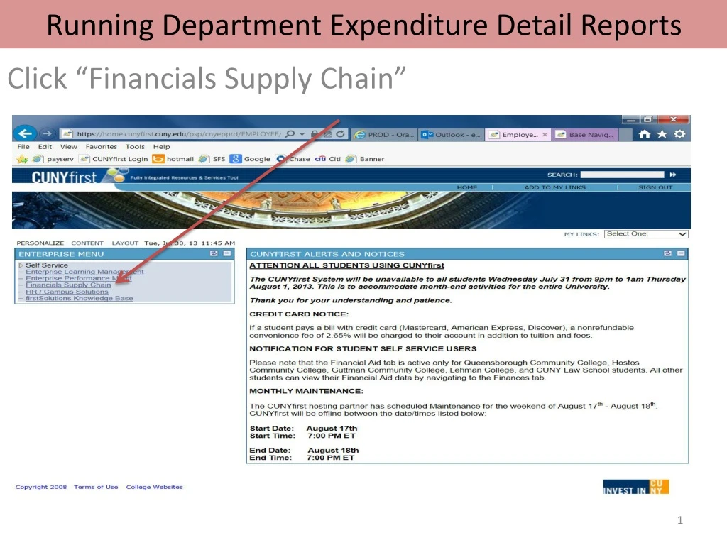 running department expenditure detail reports