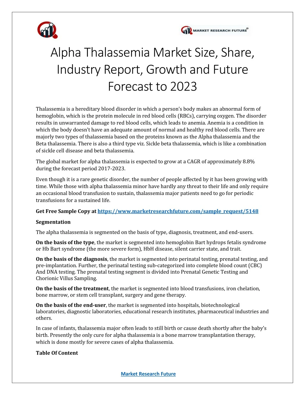 alpha thalassemia market size share industry