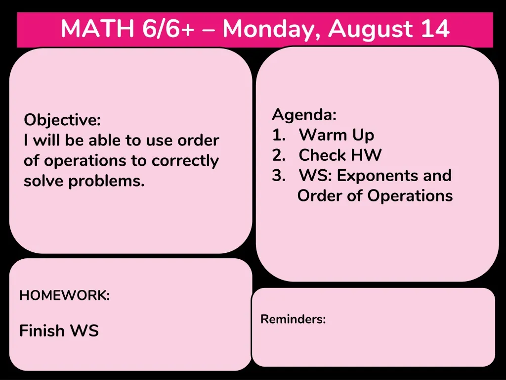 math 6 6 monday august 1 4