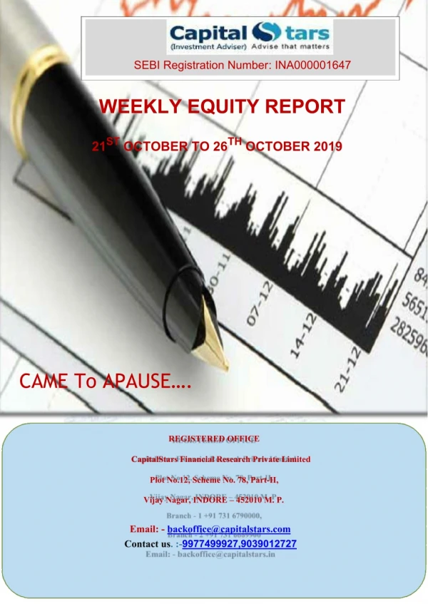 Weekly Equity Report 21 Oct - 26 October 2019