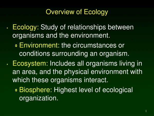 Overview of Ecology