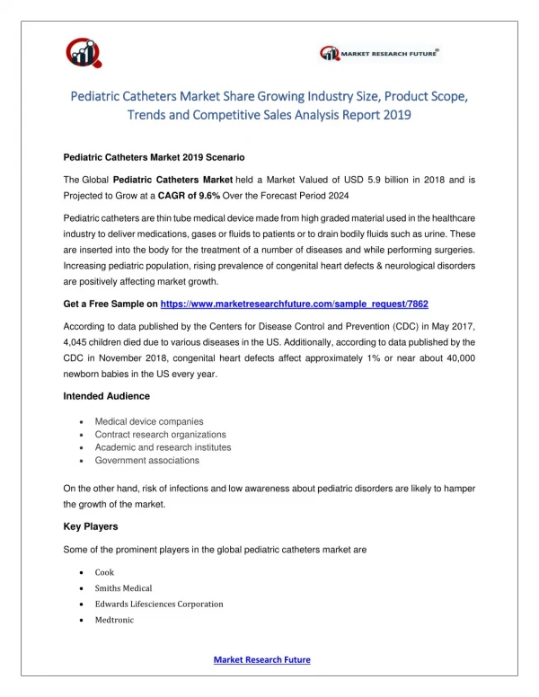 Pediatric Catheters Market 2019