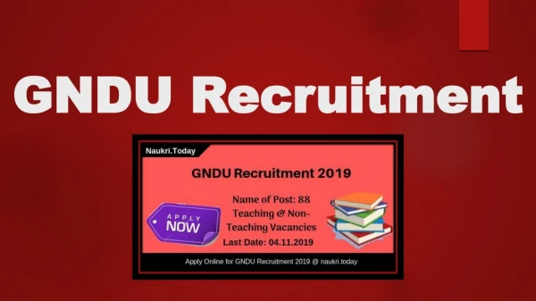 GNDU Recruitment 2019| Register Now For 88 Vacancies
