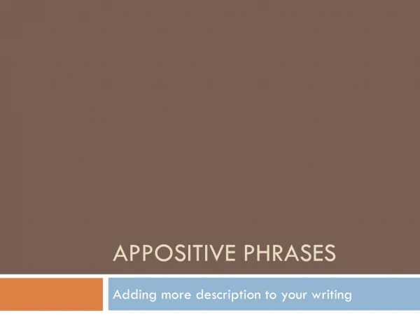 Appositive Phrases