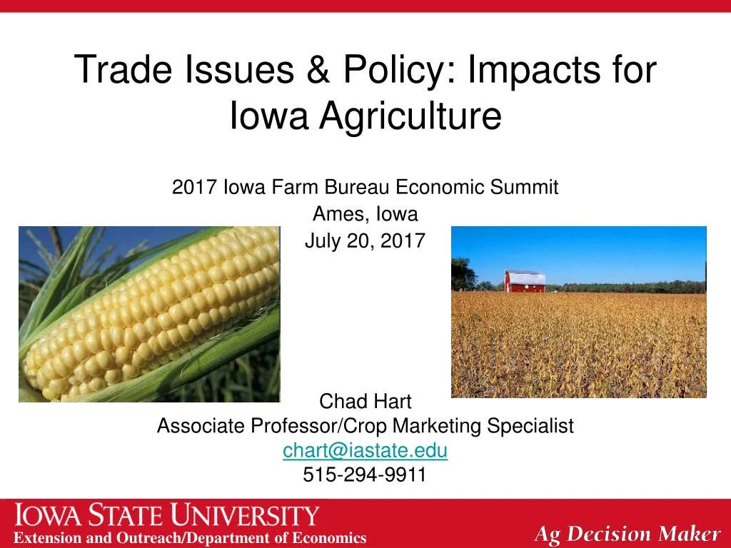 trade issues policy impacts for iowa agriculture