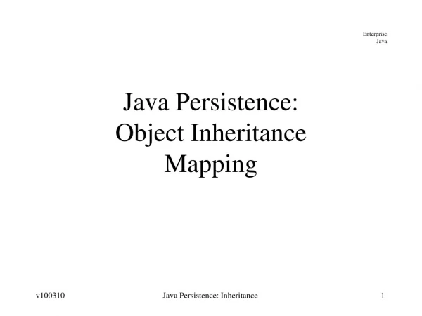 Java Persistence: Object Inheritance Mapping