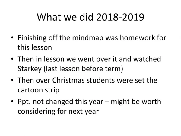 What we did 2018-2019