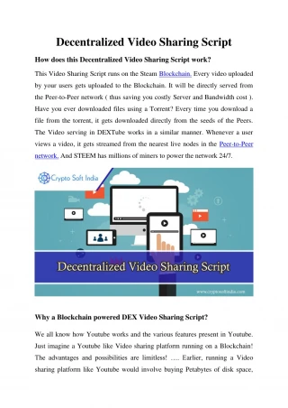 Decentralized Video Sharing Script - slide 1