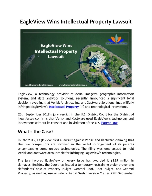 EagleView Wins Intellectual Property Lawsuit