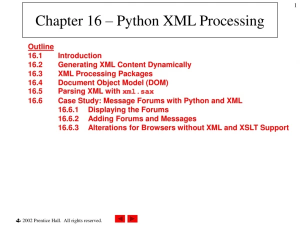 Chapter 16 – Python XML Processing