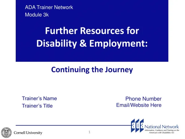 Further Resources for Disability &amp; Employment:
