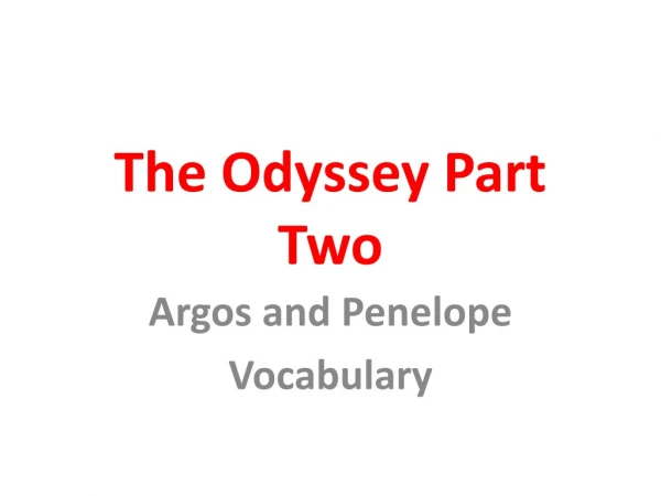 The Odyssey Part Two