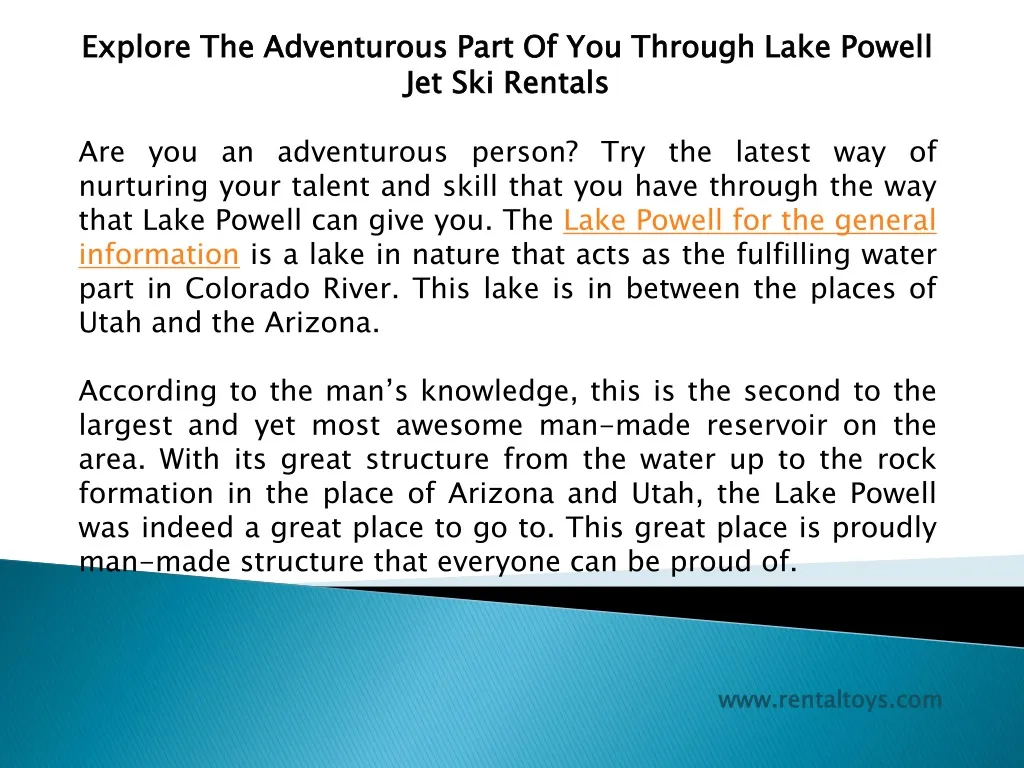 explore the adventurous part of you through lake