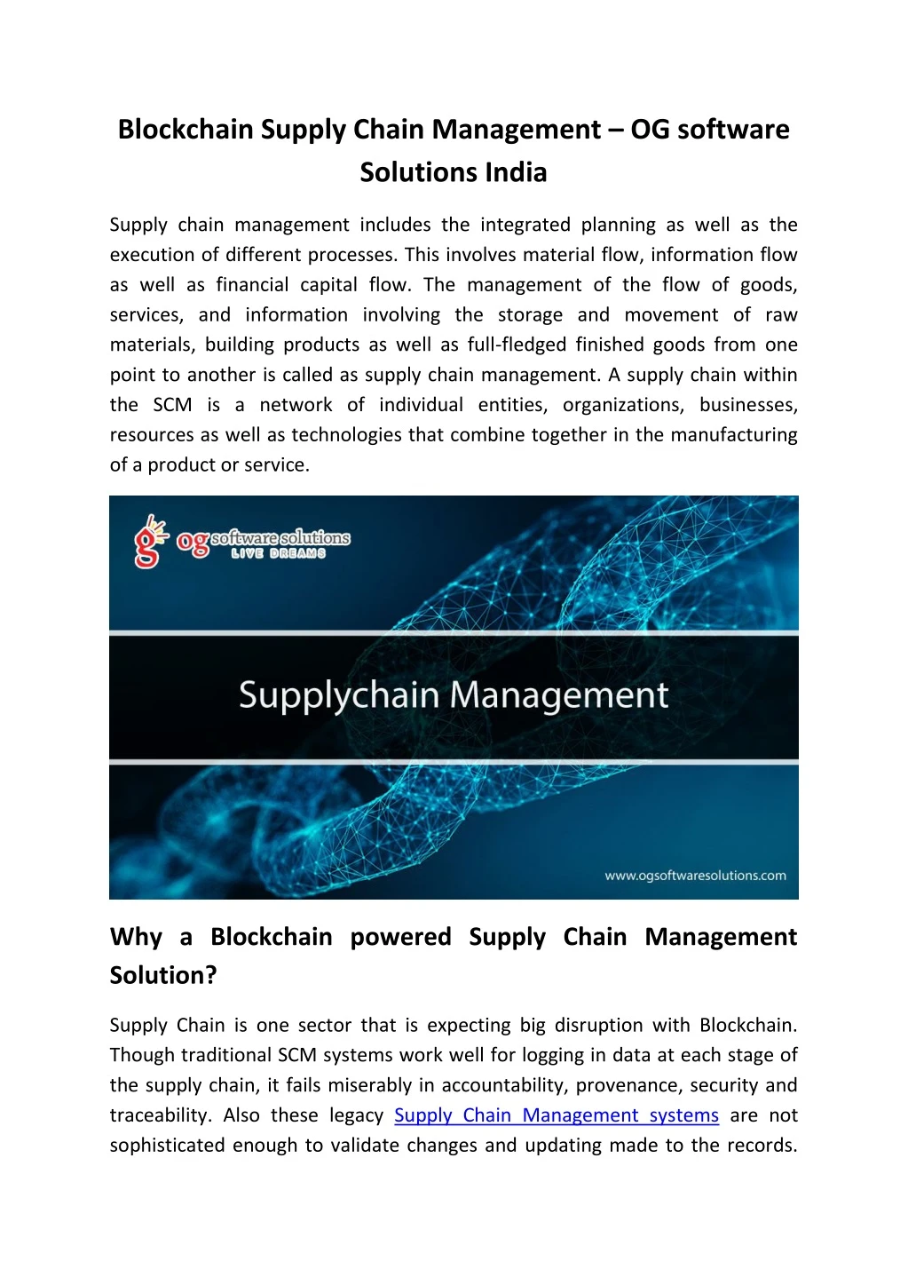 blockchain supply chain management og software