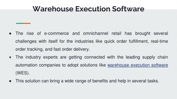 The Perks Of Adopting Warehouse Execution Software