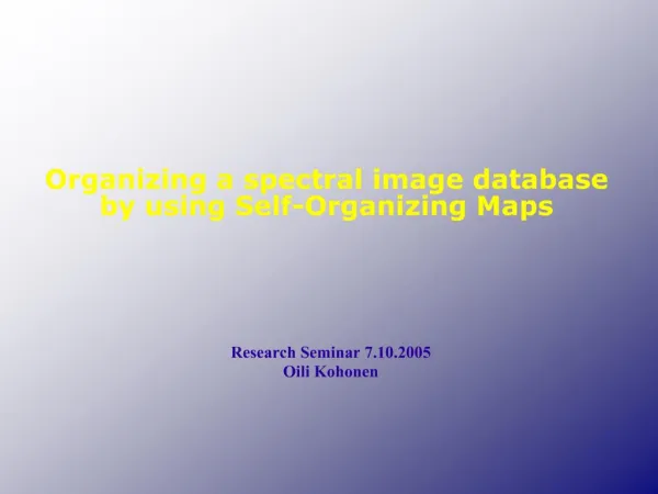 Organizing a spectral image database by using Self-Organizing Maps