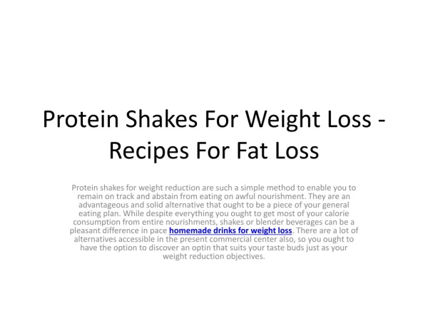 Protein Shakes For Weight Loss - Recipes For Fat Loss