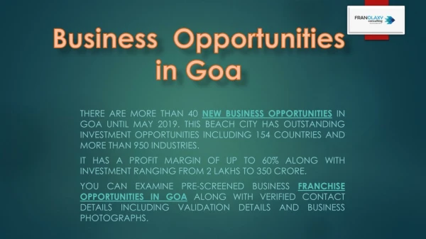 Best Franchise Opportunities in Goa