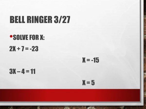Bell Ringer 3/27