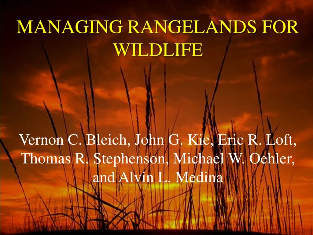 managing rangelands for wildlife vernon c bleich