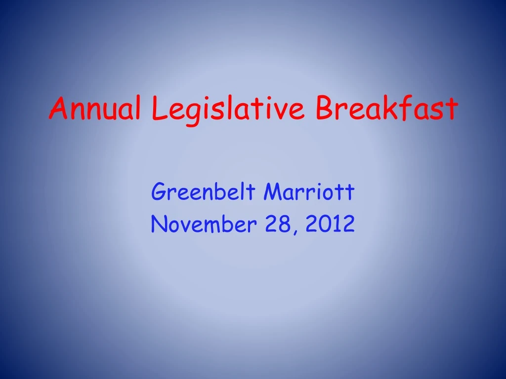 annual legislative breakfast
