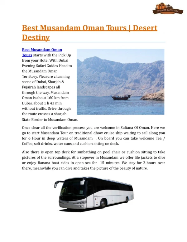 Best Musandam Oman Tours