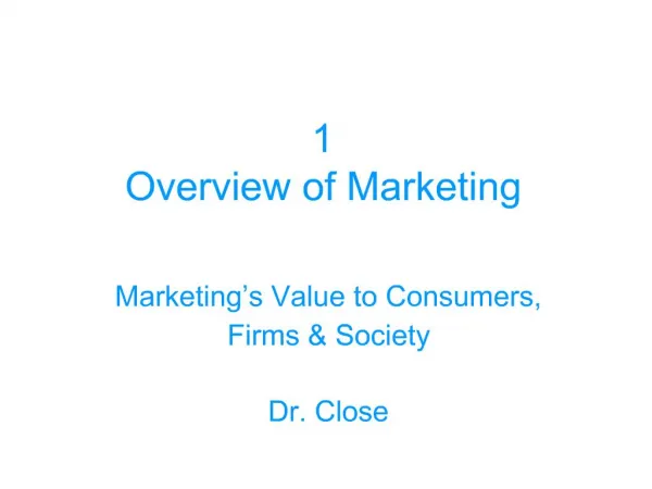 1 Overview of Marketing