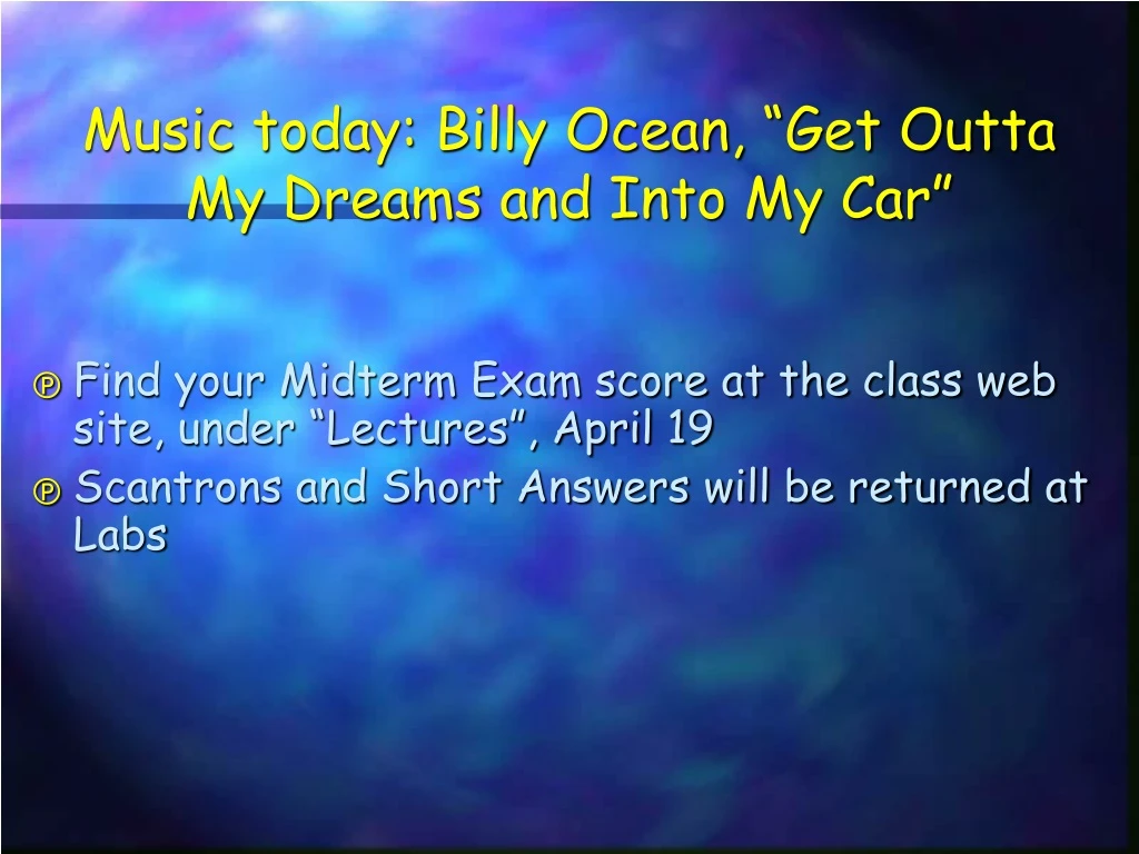 music today billy ocean get outta my dreams and into my car