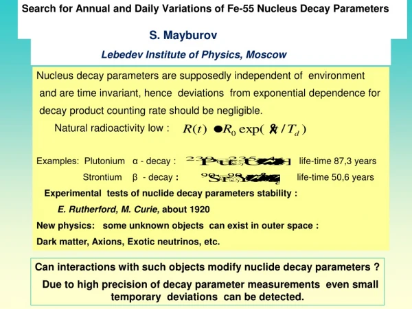 Search for Annual and Daily Variations of Fe-55 Nucleus Decay Parameters