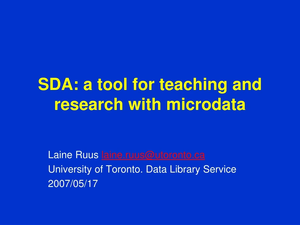 sda a tool for teaching and research with microdata