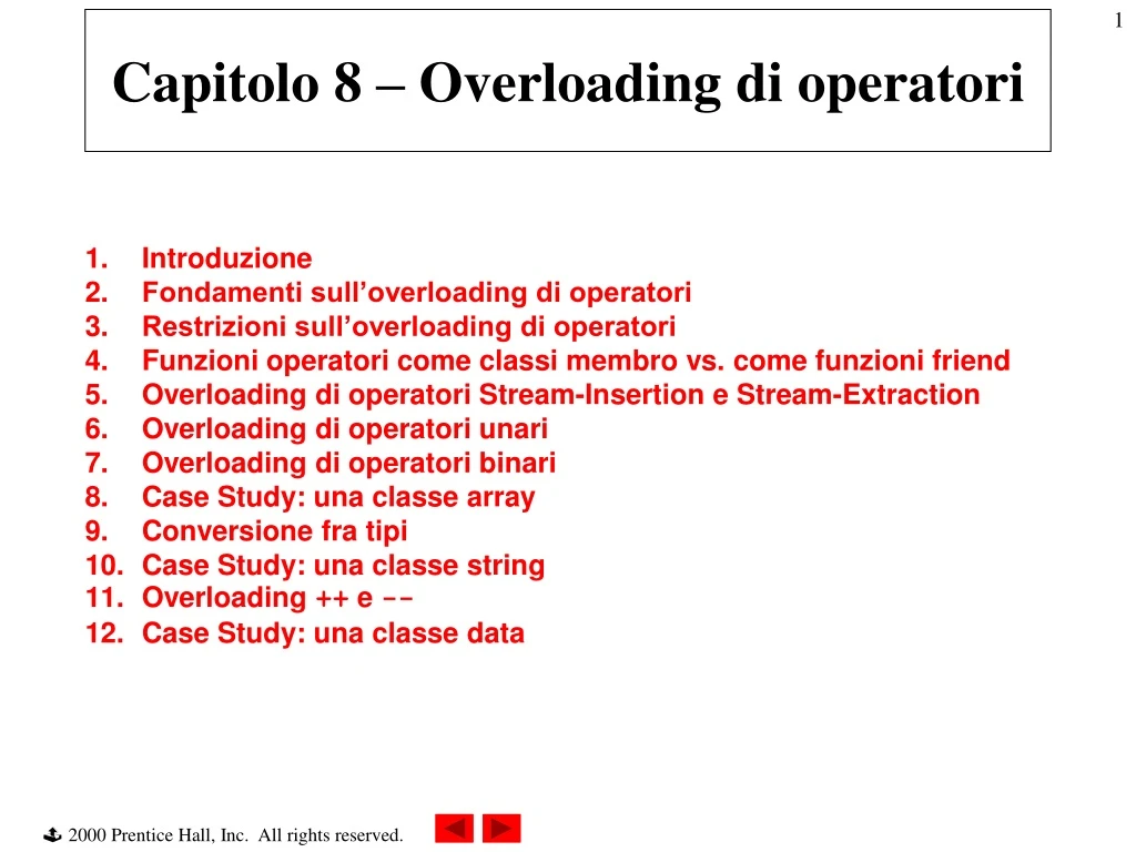 capitolo 8 overloading di operatori
