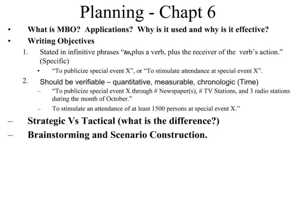 Planning - Chapt 6
