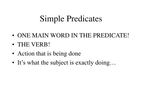 Simple Predicates