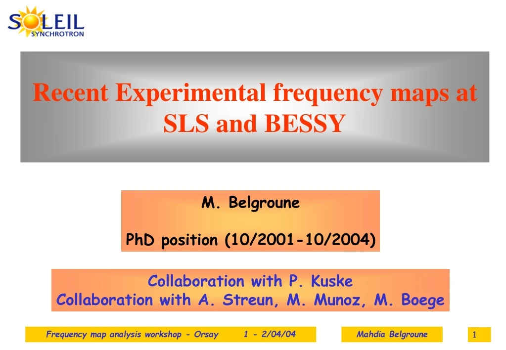 recent experimental frequency maps